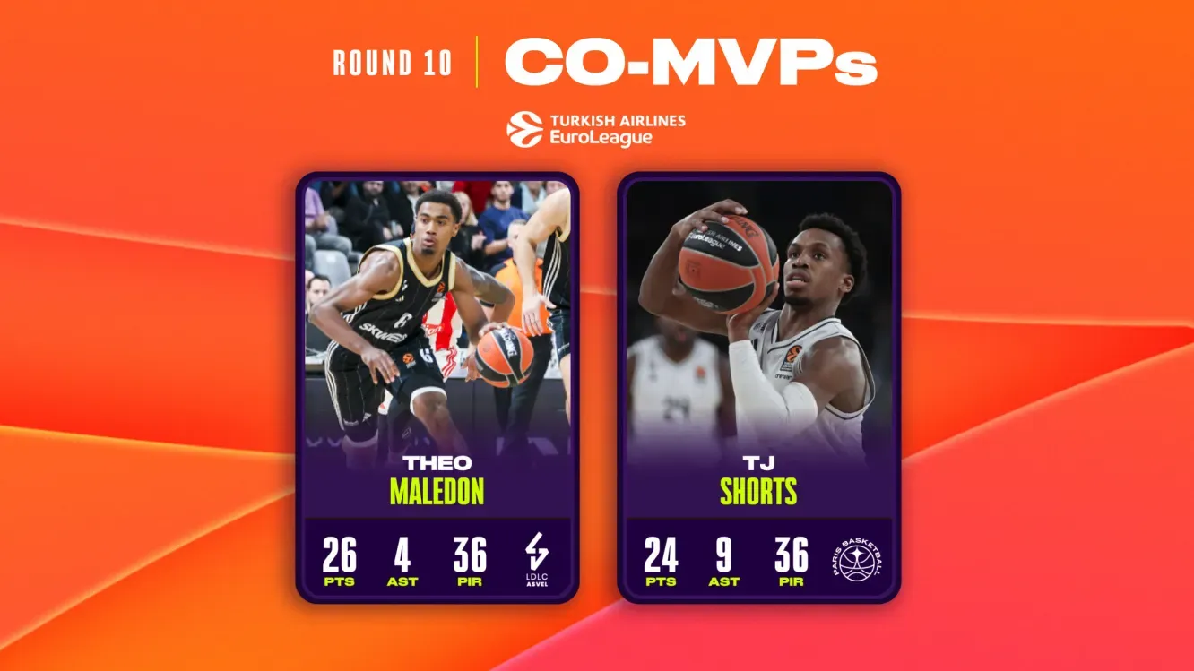 Théo Maledon (ASVEL) et TJ Shorts (Paris) co-MVP de la journée d'Euroleague