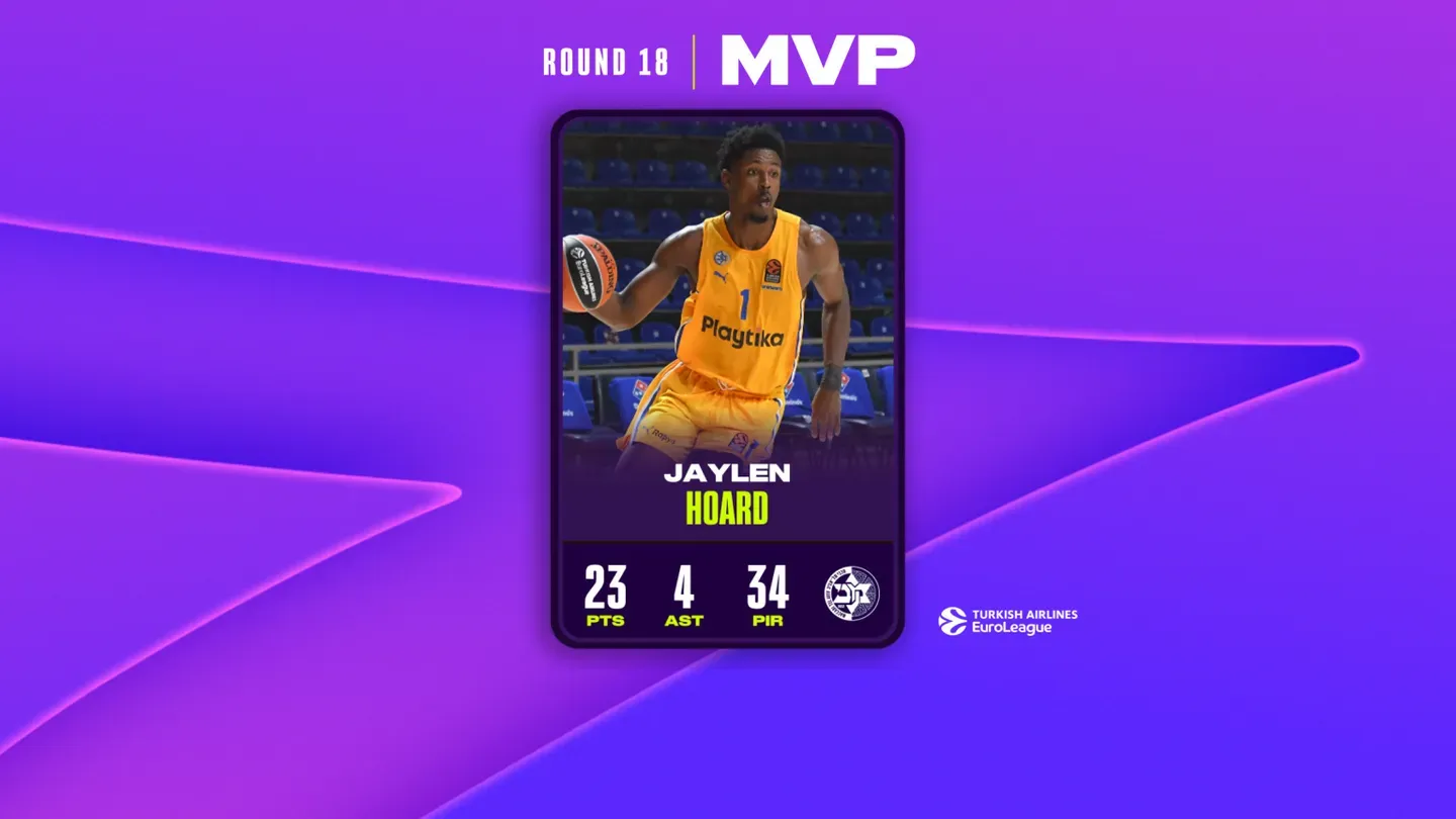 Jaylen Hoard MVP de la 18e journée d'Euroleague