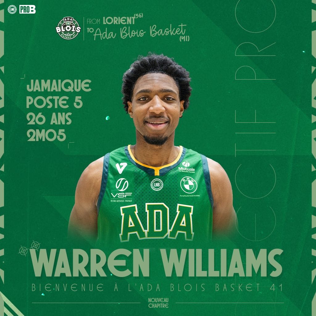 Pro B : L’international jamaïcain Warren Williams, un 3e pivot à Blois